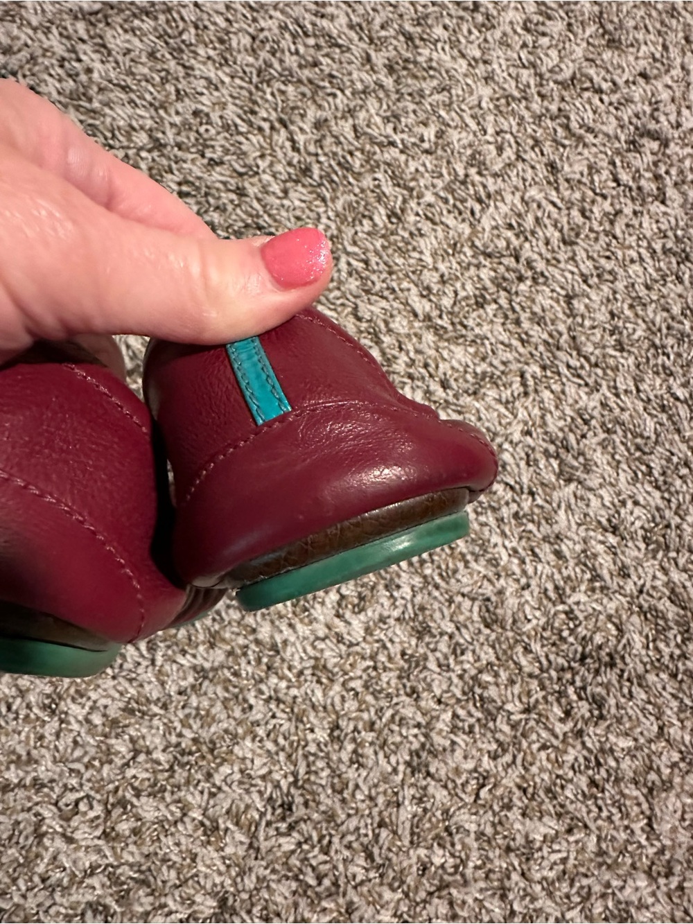 Tieks Burgundy Leather Ballet Flats - Picture 11 of 17
